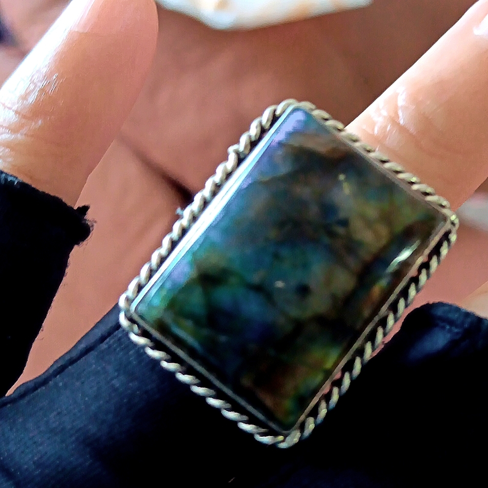Elegant Labradorite Statement Ring